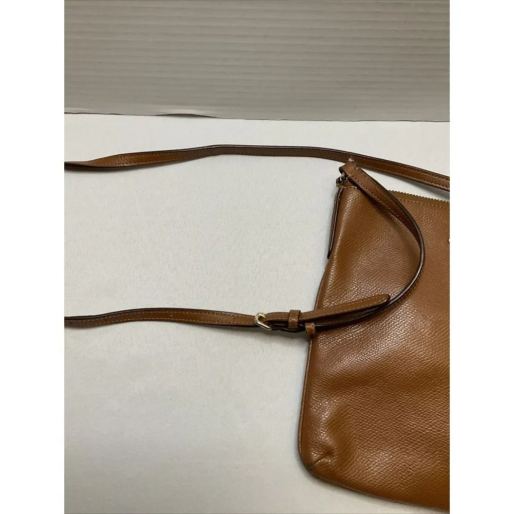 Coach Mini Rowan‎ File Pebbled Leather Crossbody Shoulder Handbag Purse Cognac